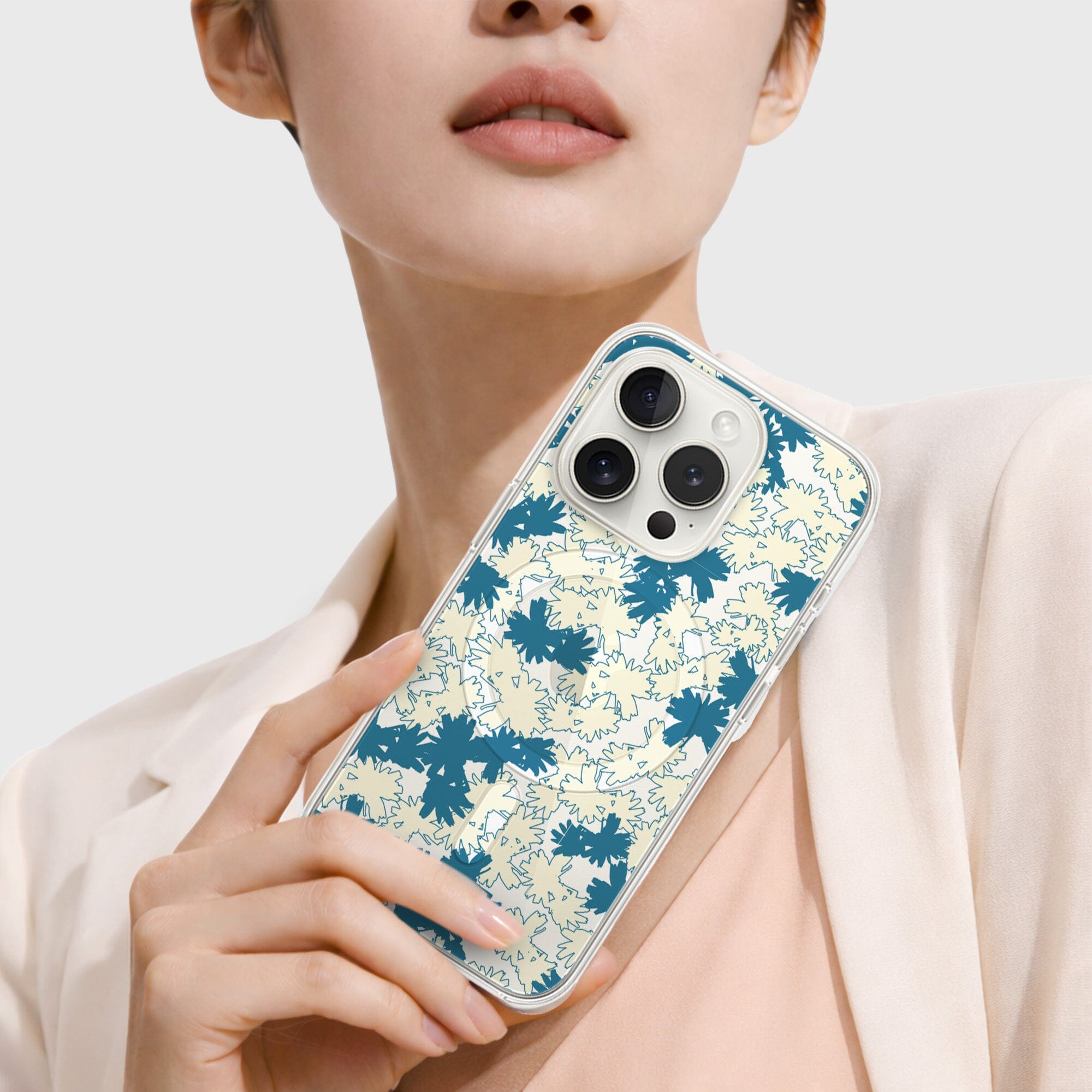 iPhone 15 Pro Clear Case - Blue Dandelion Design