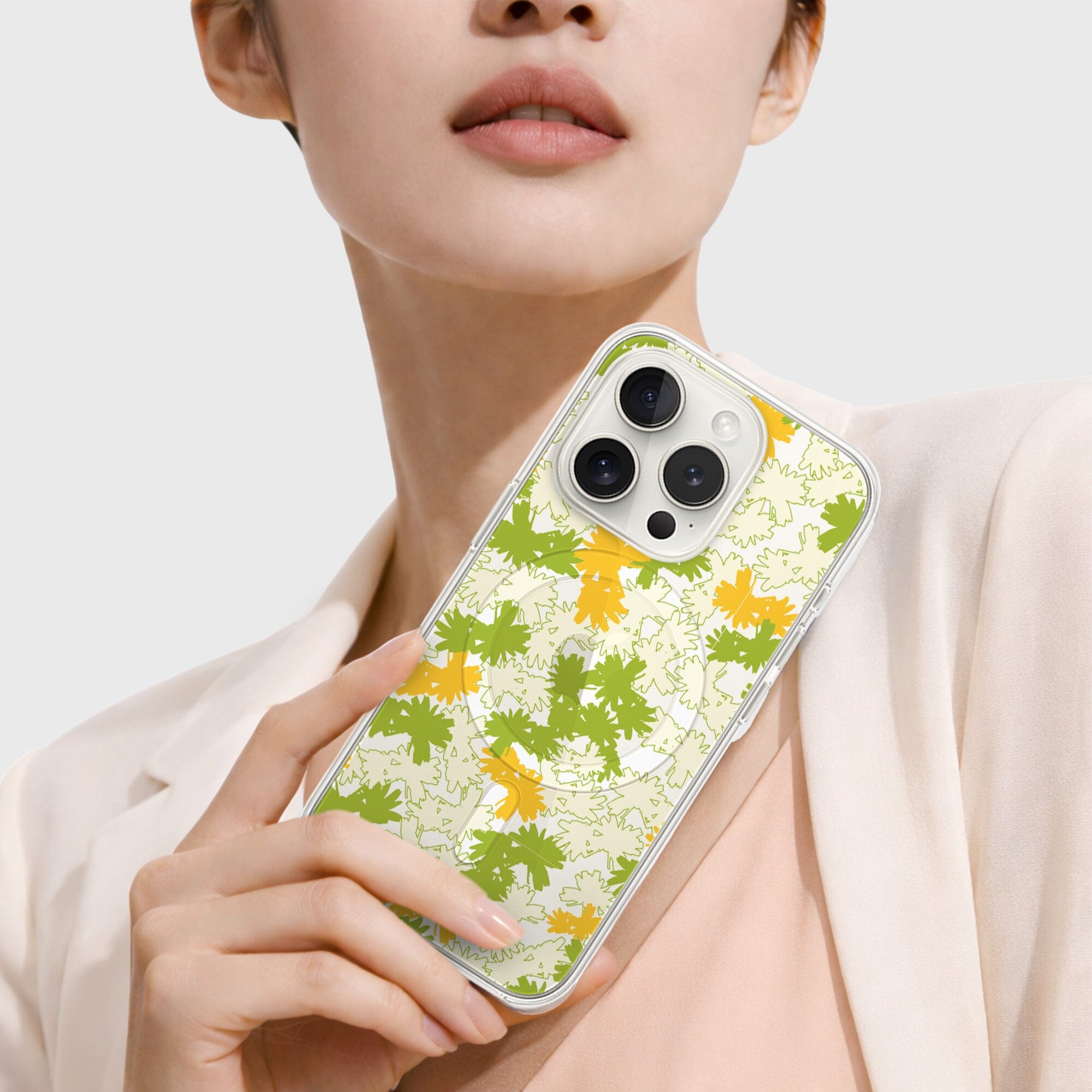 iPhone 15 Pro Clear Case - Yellow Dandelion Design