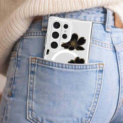 Samsung Galaxy S26 Ultra Black Flower Clear Case