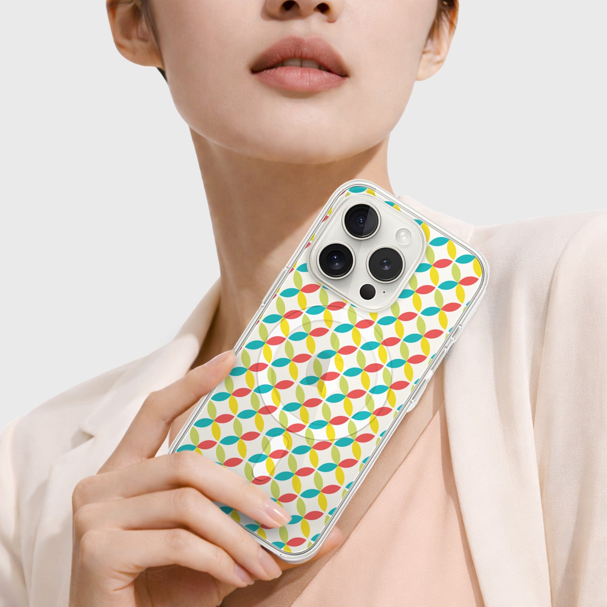 iPhone 15 Pro Clear Case - Yellow Celestial Petal Design