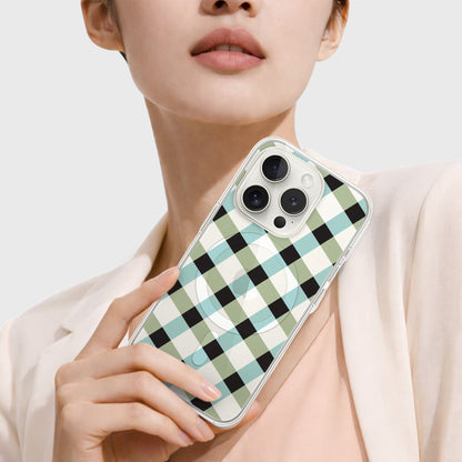 iPhone 15 Pro Clear Case - Dark Lattice Design