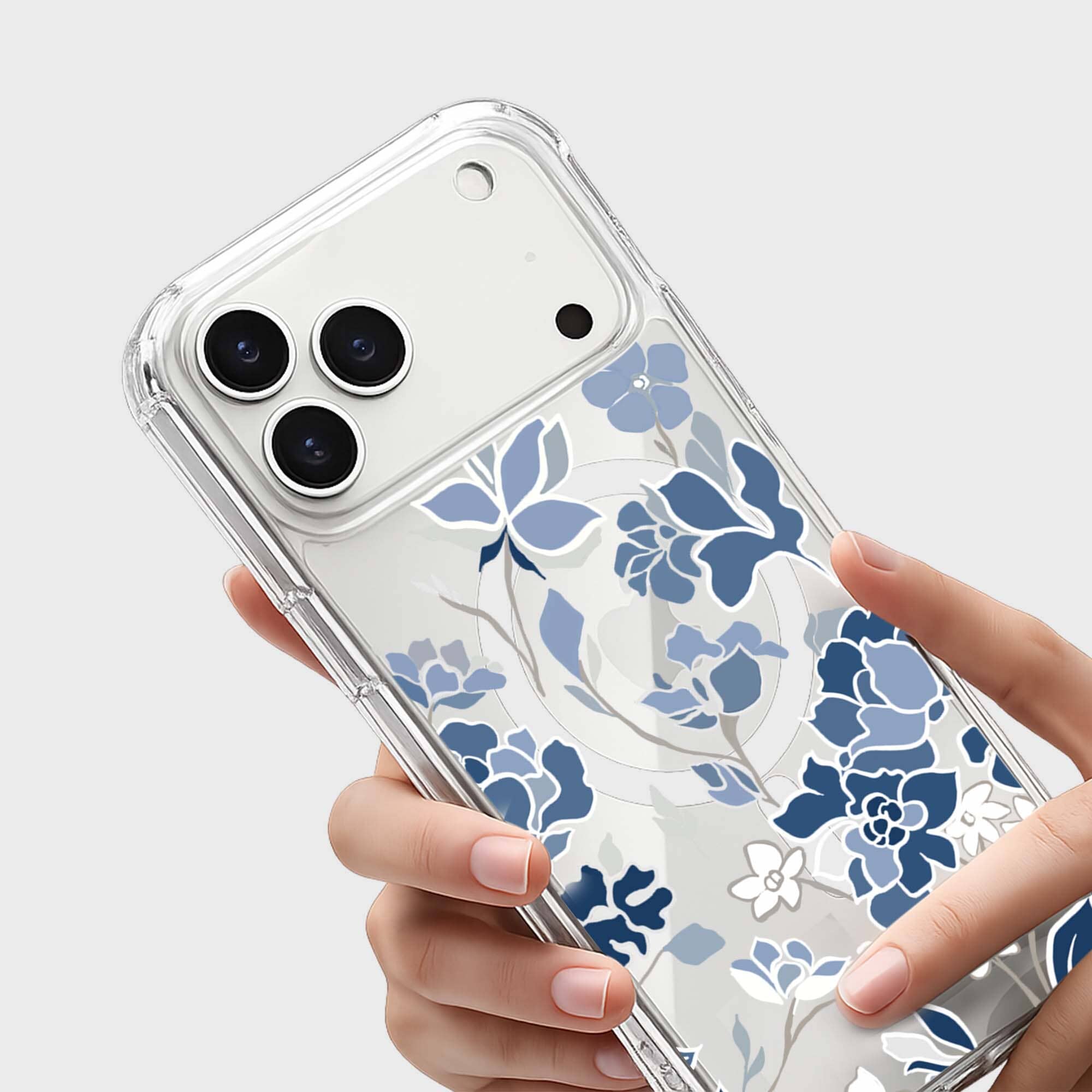 MagSafe iPhone 17 Pro Blue Pattern Clear Case