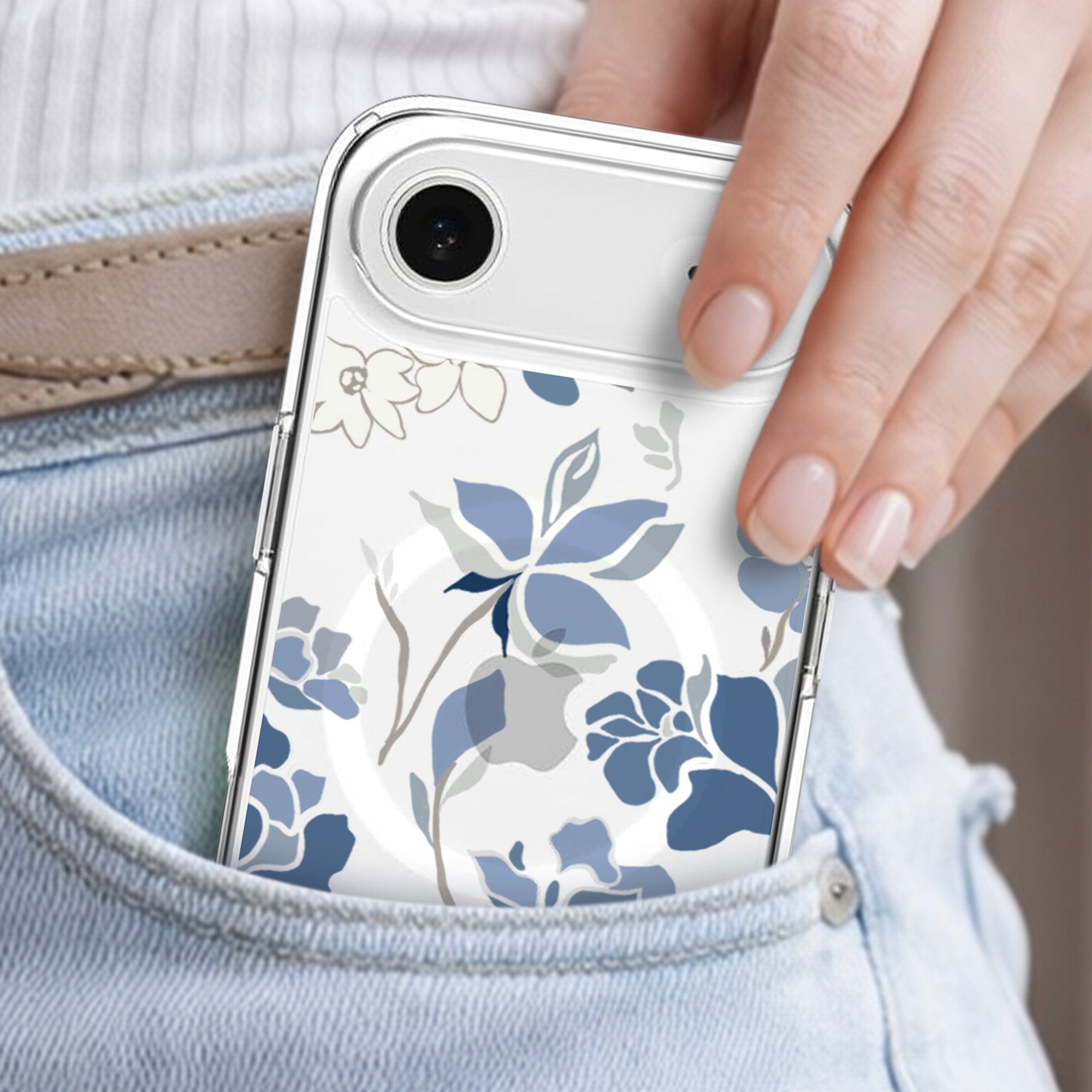 iPhone Air Blue Pattern Clear Case With MagSafe