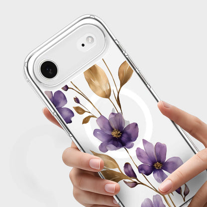 iPhone Air Purple Wildflower Clear Case With MagSafe