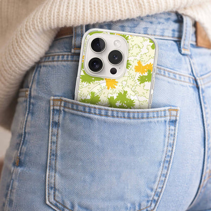 iPhone 15 Pro Clear Case - Yellow Dandelion Design