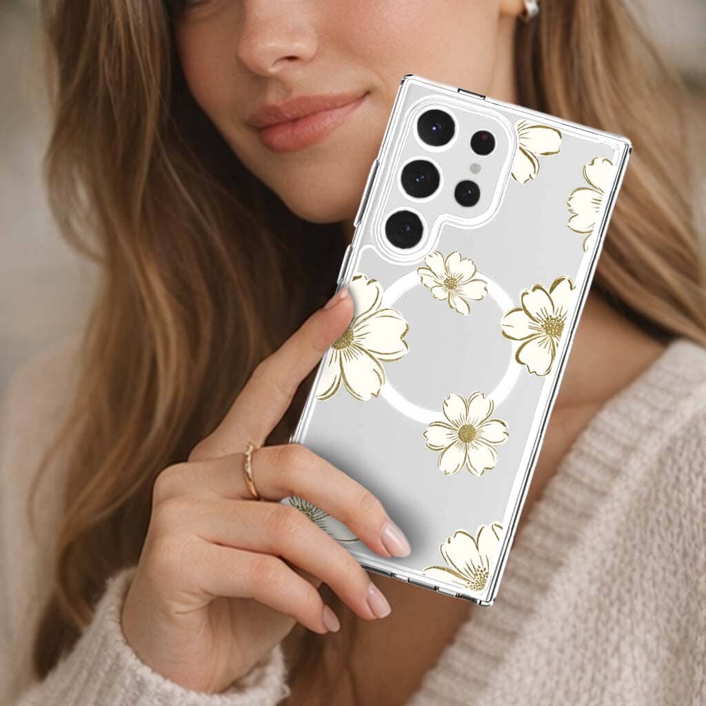 Samsung Galaxy S25 Ultra Gold Pattern Clear Case