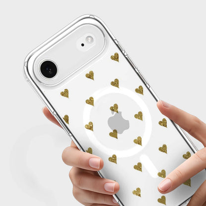 MagSafe iPhone Air Gold Hearts Clear Case