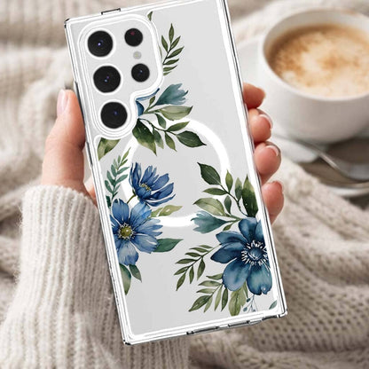 Samsung Galaxy S25 Ultra Blue Floral Clear Case