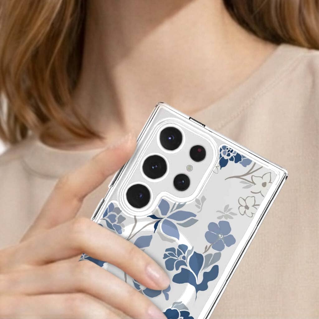 Samsung Galaxy S25 Ultra Blue Pattern Clear Case