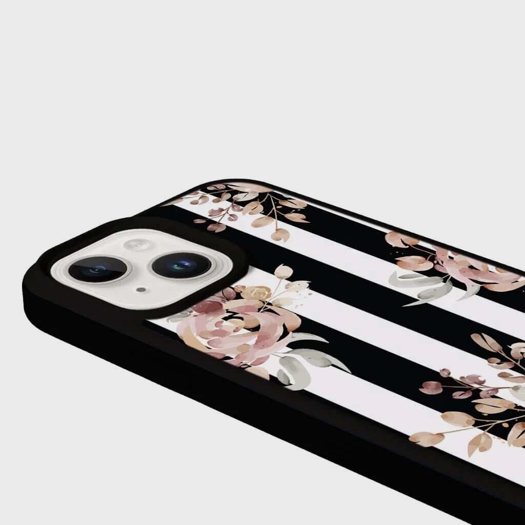 MagSafe iPhone 14 Black Flower Case