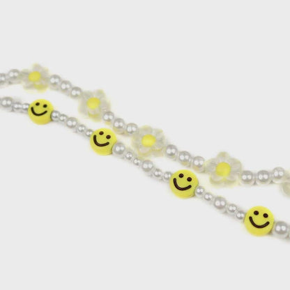 Pearls Smiley Phone Charm