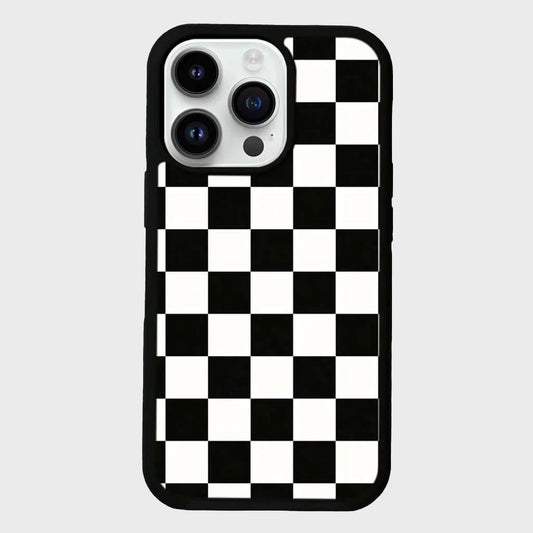 MagSafe iPhone 14 Pro Max Black Checkerboard Print Case