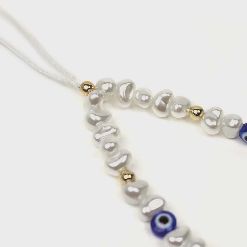 Pearl Evil Eye Phone Charm