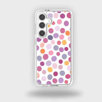 Samsung Galaxy S25 Purple Polka Dots Clear Case