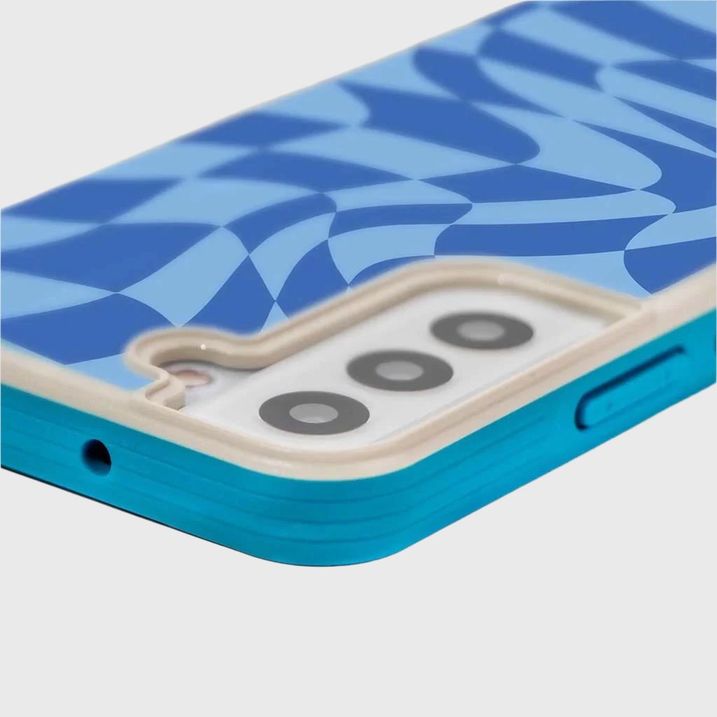 Blue Swirl Checkerboard Print Samsung S22 Case