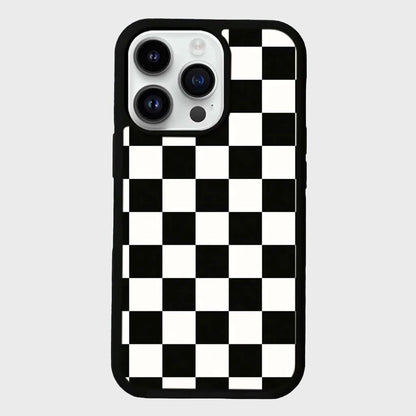 MagSafe iPhone 14 Pro Black Checkerboard Print Case