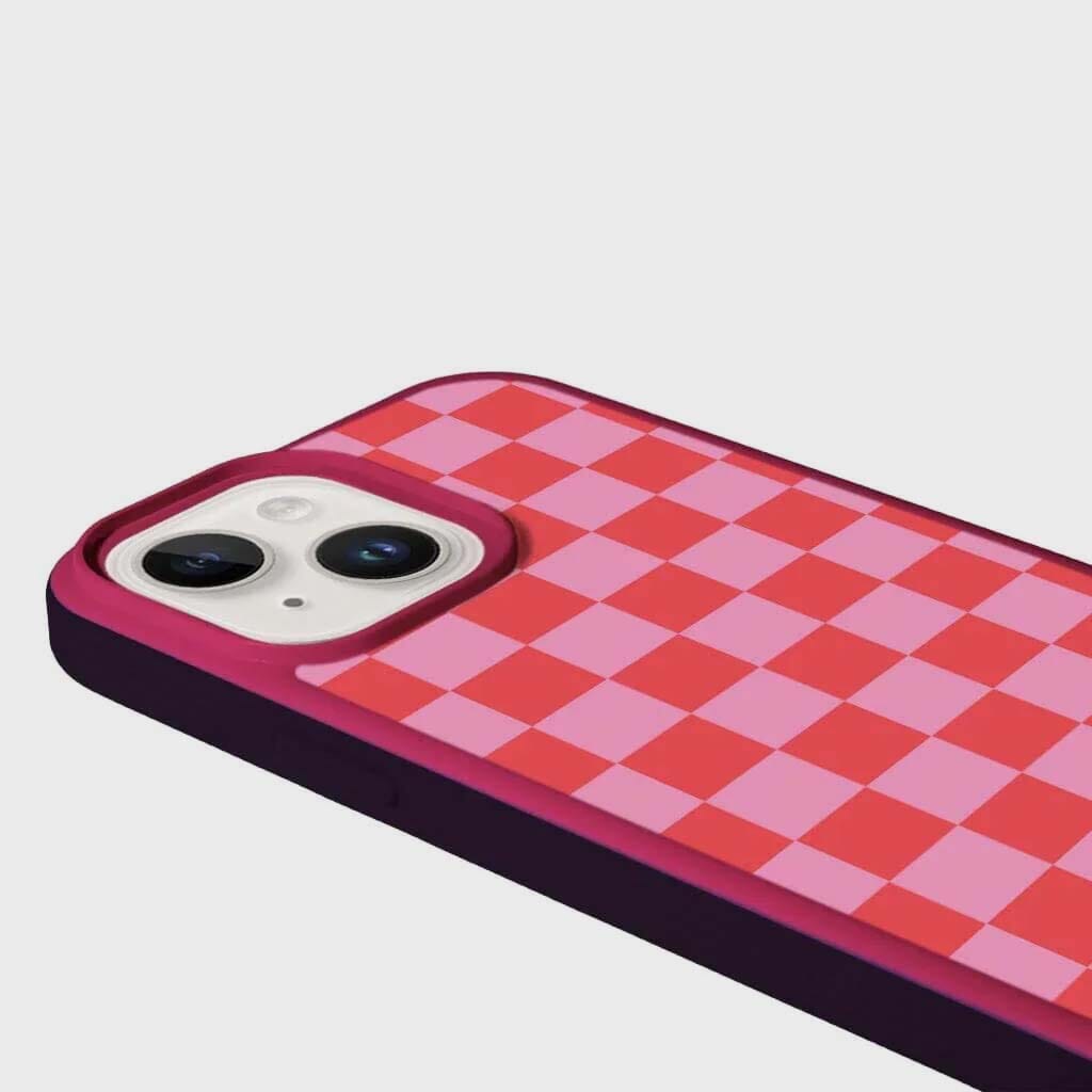 MagSafe iPhone 14 Pink Checkerboard Print Case