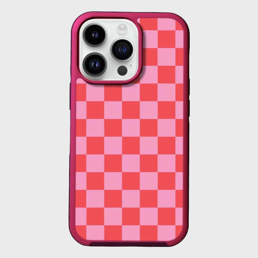 MagSafe iPhone 14 Pro Max Pink Checkerboard Print Case