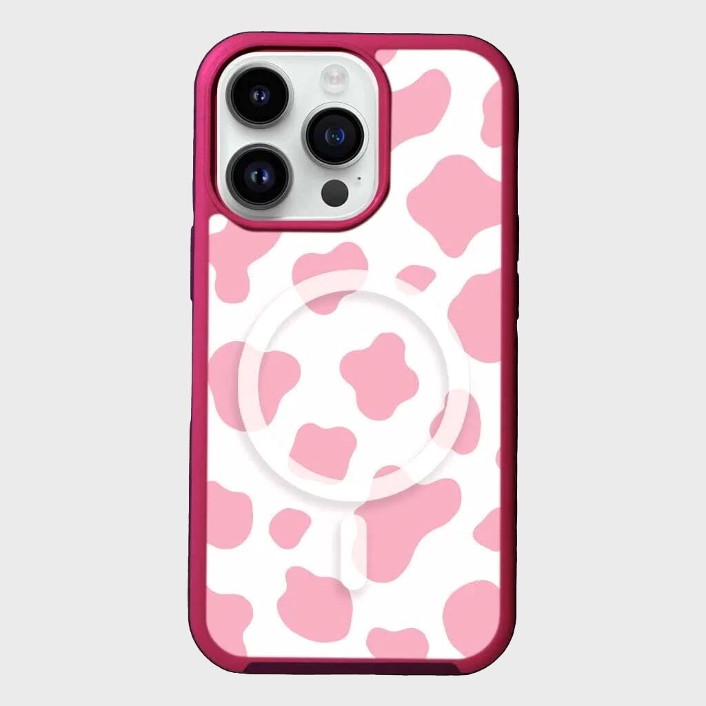 MagSafe iPhone 14 Pro Max Pink Cow Print Case