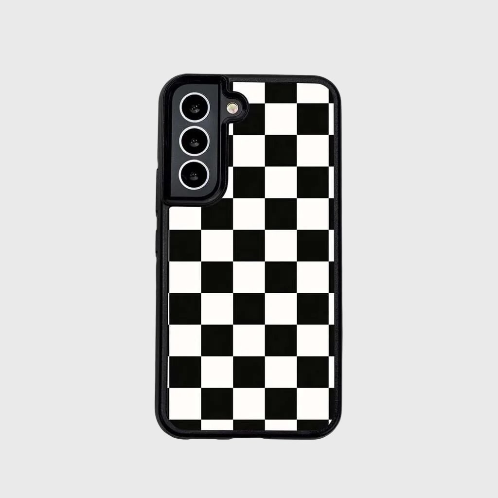 Black Checkerboard Print Samsung S22 Case