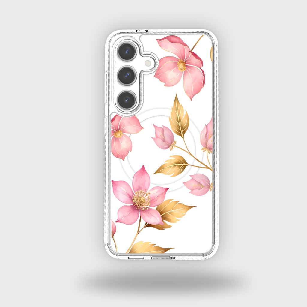 Samsung Galaxy S24 Pink Wildflower Clear Case