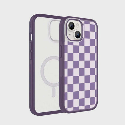 iPhone 15 Case With MagSafe - Purple Checkerboard