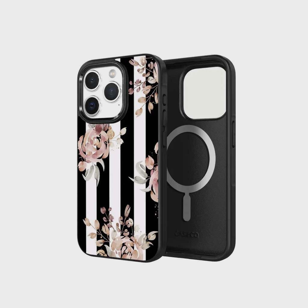 iPhone 15 Pro Case With MagSafe - Black Flower