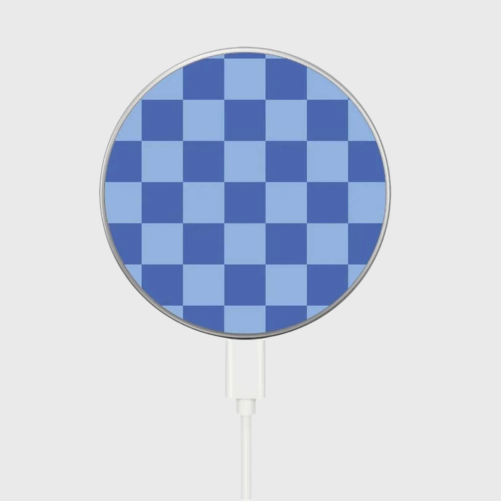 MagSafe Wireless Charger - Blue Checkerboard Pattern