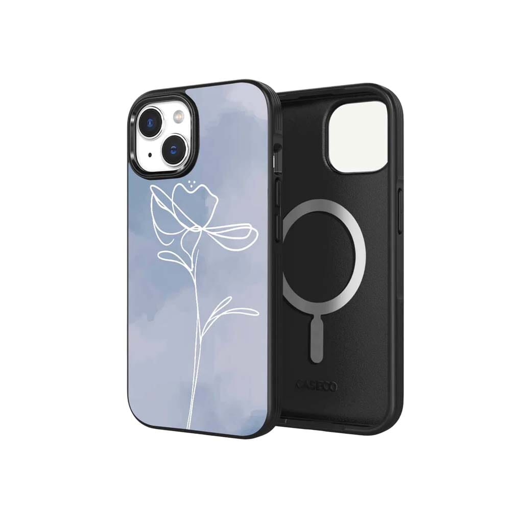 iPhone 15 Plus Case With MagSafe - Blue Flower
