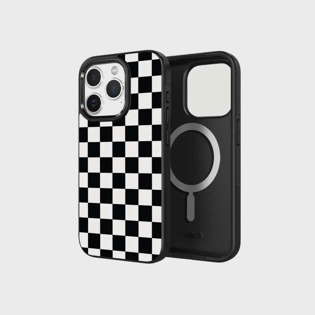 MagSafe iPhone 13 Pro Black Checkerboard Print Case