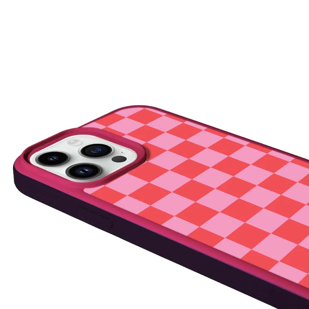 MagSafe iPhone 14 Pro Max Pink Checkerboard Print Case