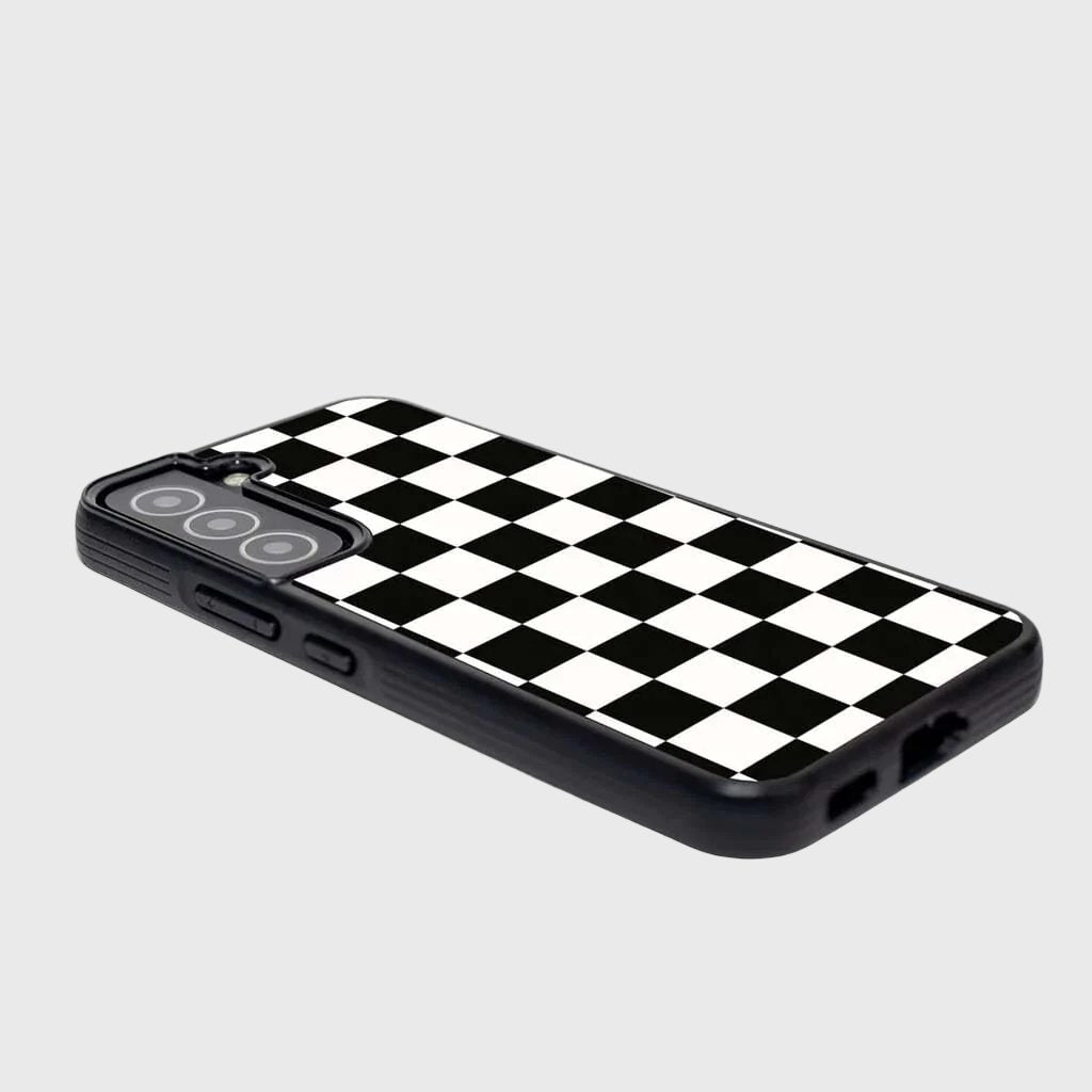 Black Checkerboard Print Samsung S22 Case