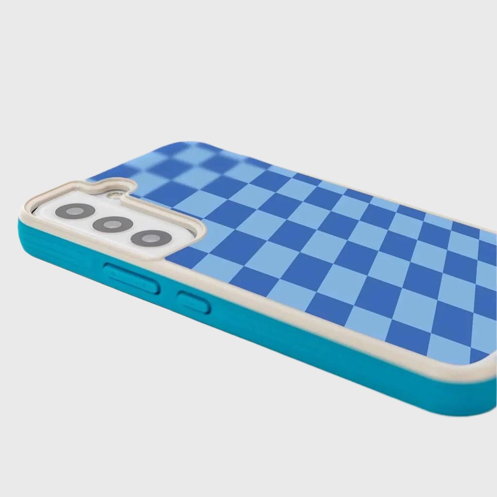 Blue Checkerboard Print Samsung S22 Case