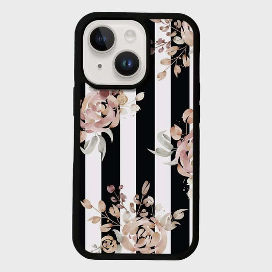 MagSafe iPhone 14 Black Flower Case