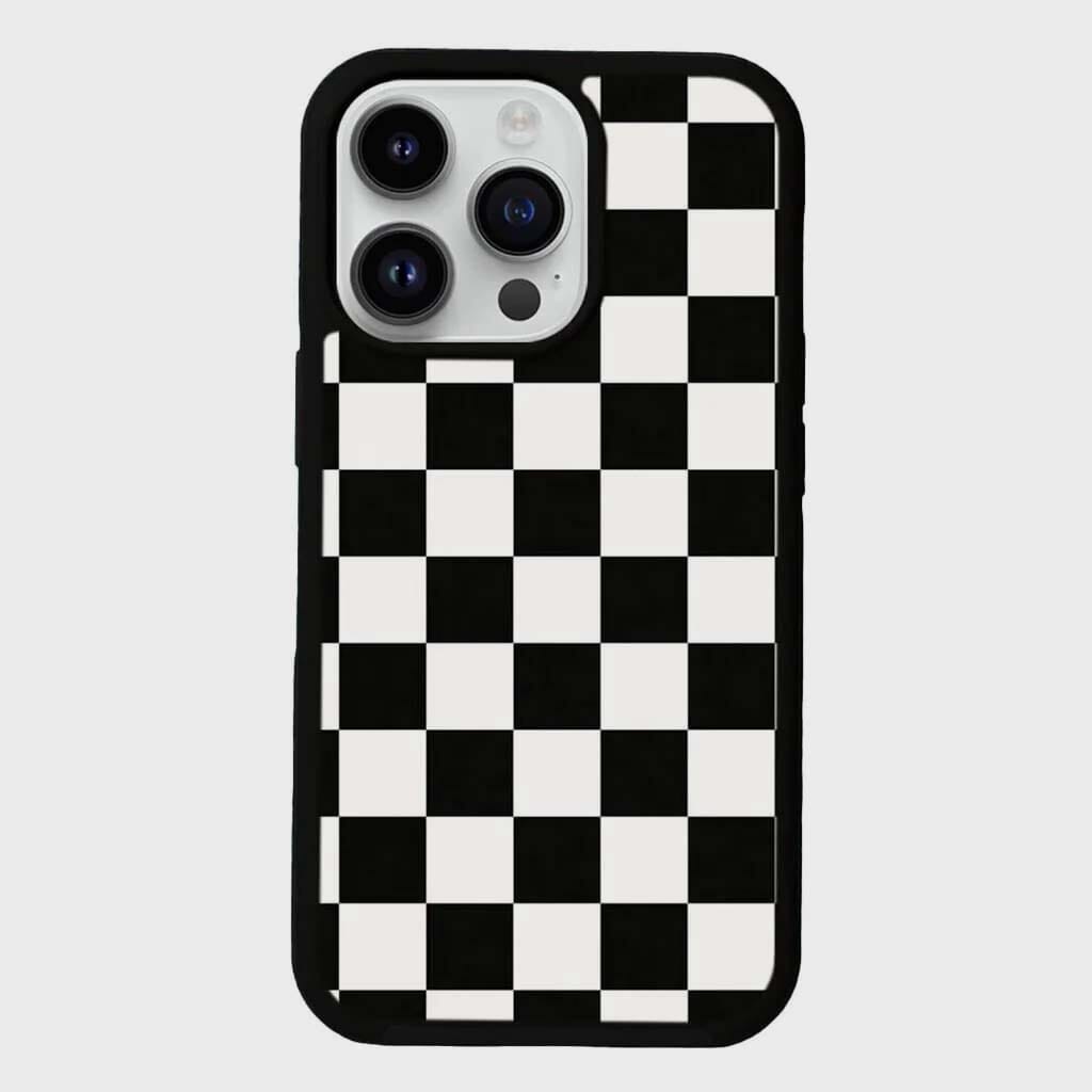 MagSafe iPhone 13 Pro Max Black Checkerboard Print Case