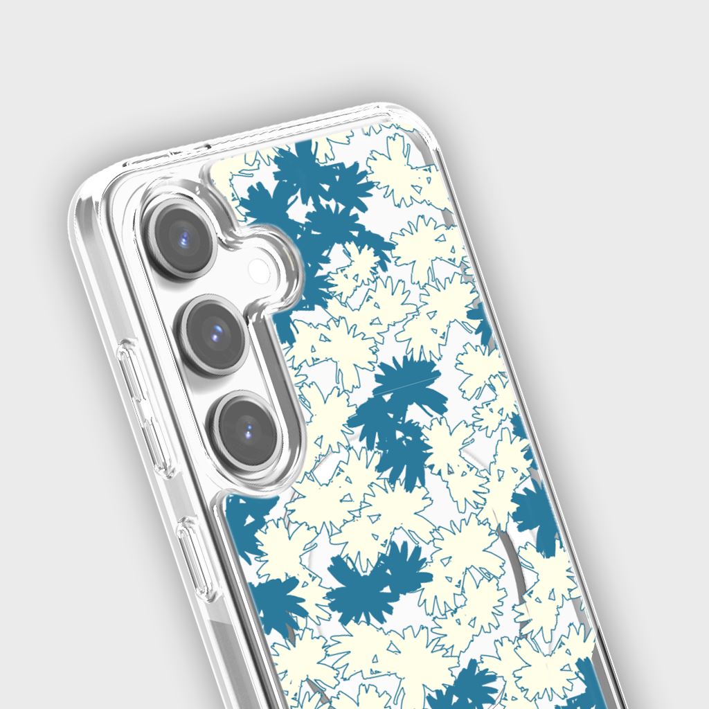 Samsung Galaxy S24 Clear Case - Blue Dandelion Design