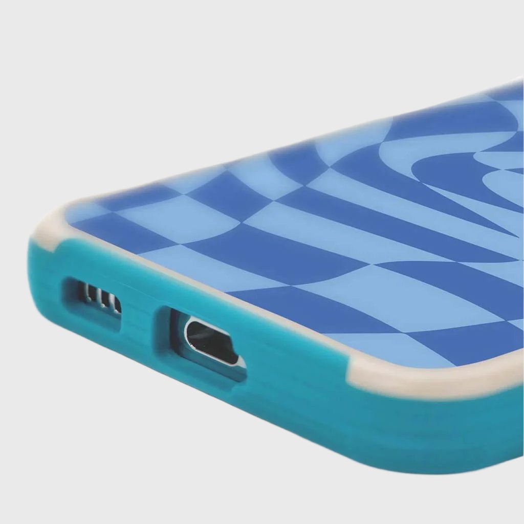 Blue Swirl Checkerboard Print Samsung S22 Case