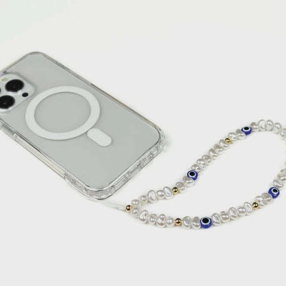 Pearl Evil Eye Phone Charm