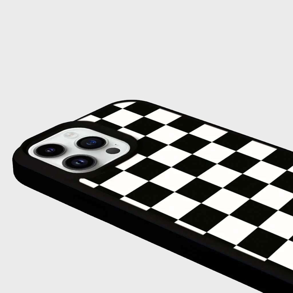 MagSafe iPhone 14 Pro Black Checkerboard Print Case