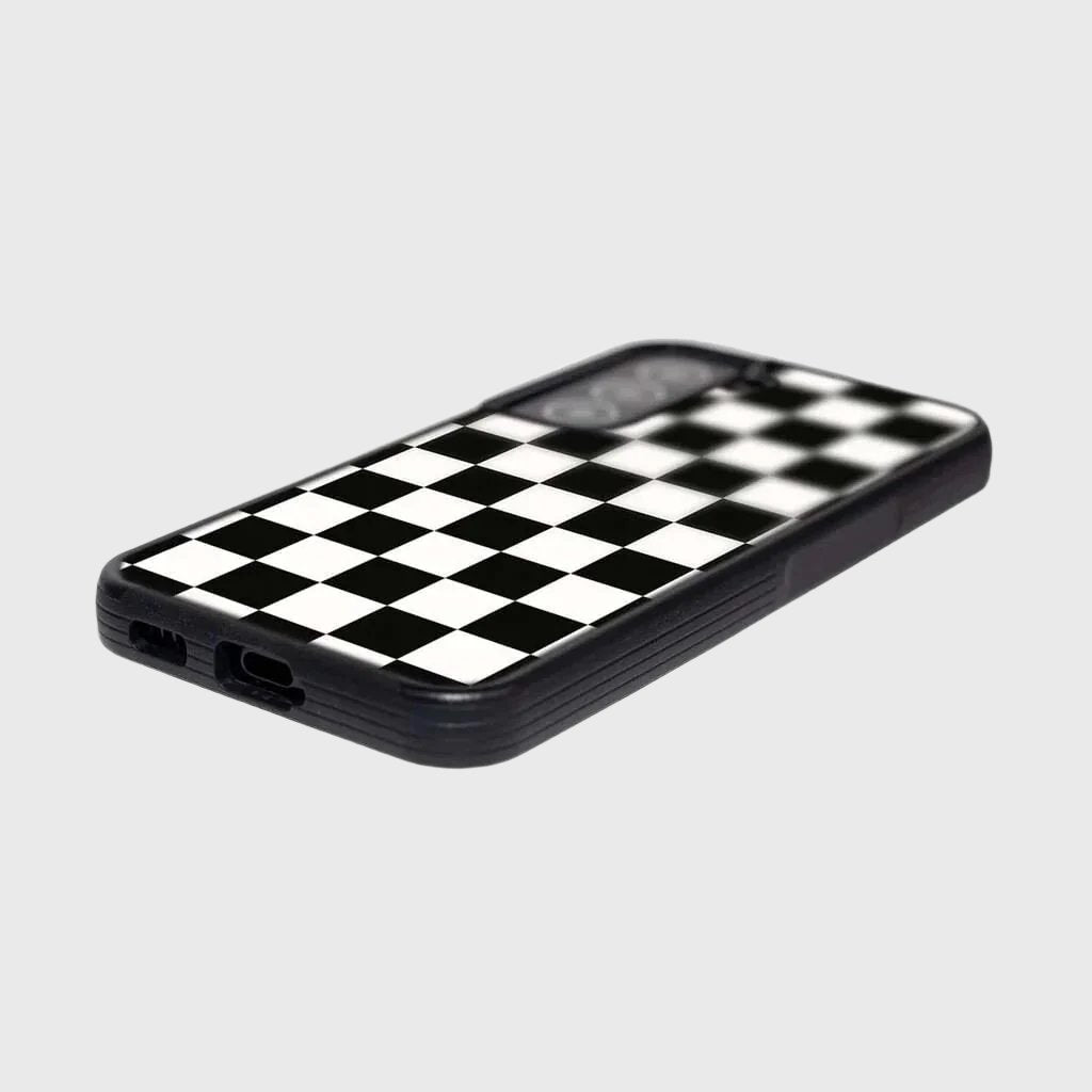 Black Checkerboard Print Samsung S22 Case