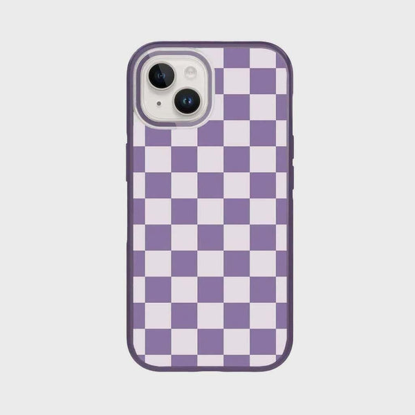 iPhone 15 Case With MagSafe – Purple Checkerboard | Eco‑Friendly