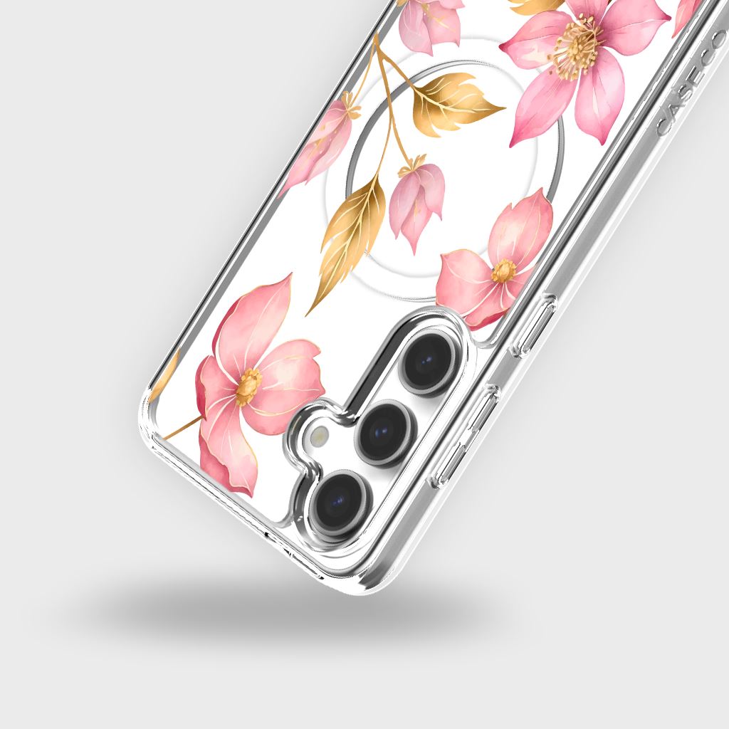 Samsung Galaxy S25 Pink Wildflower Clear Case