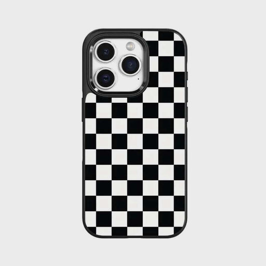 MagSafe iPhone 13 Pro Black Checkerboard Print Case