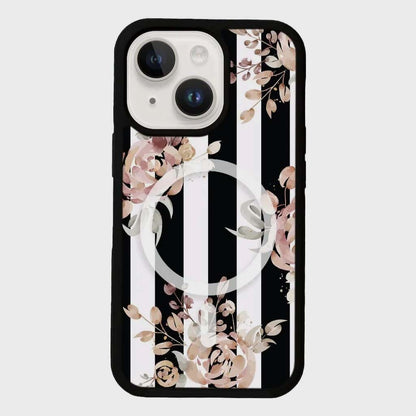 MagSafe iPhone 14 Plus Black Flower Case