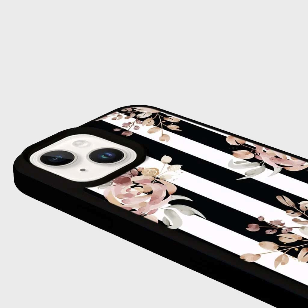 MagSafe iPhone 14 Pro Black Flower Case