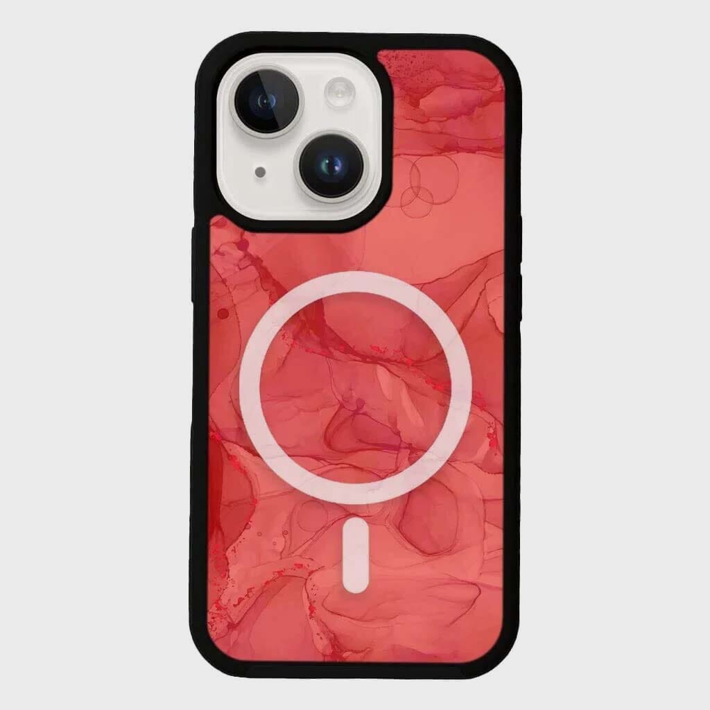 MagSafe iPhone 14 Red Marble Case