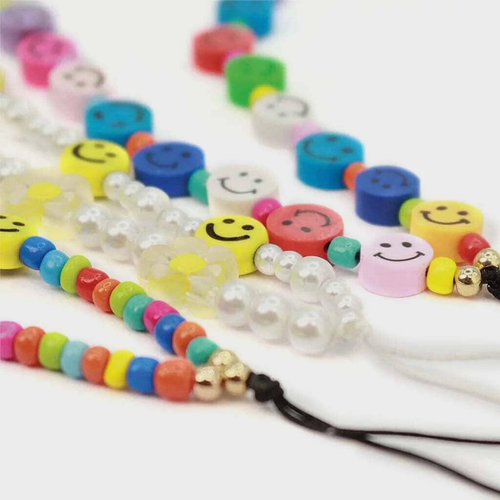 Pearls Smiley Phone Charm