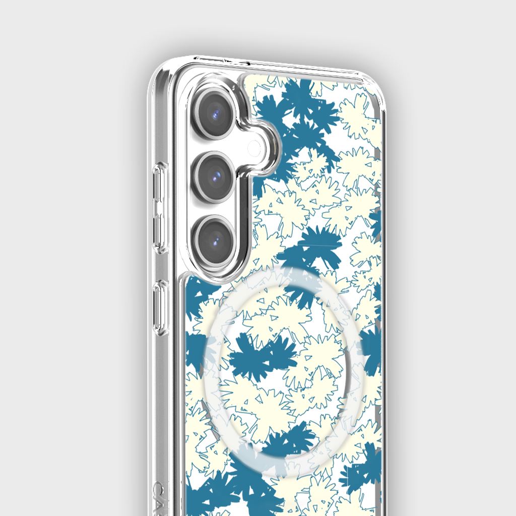 Samsung Galaxy S24 Clear Case - Blue Dandelion Design