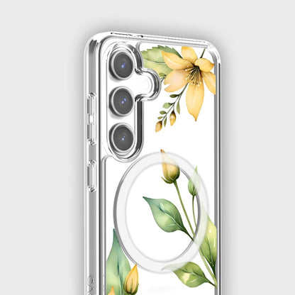 Samsung Galaxy S25 Yellow Wildflower Clear Case