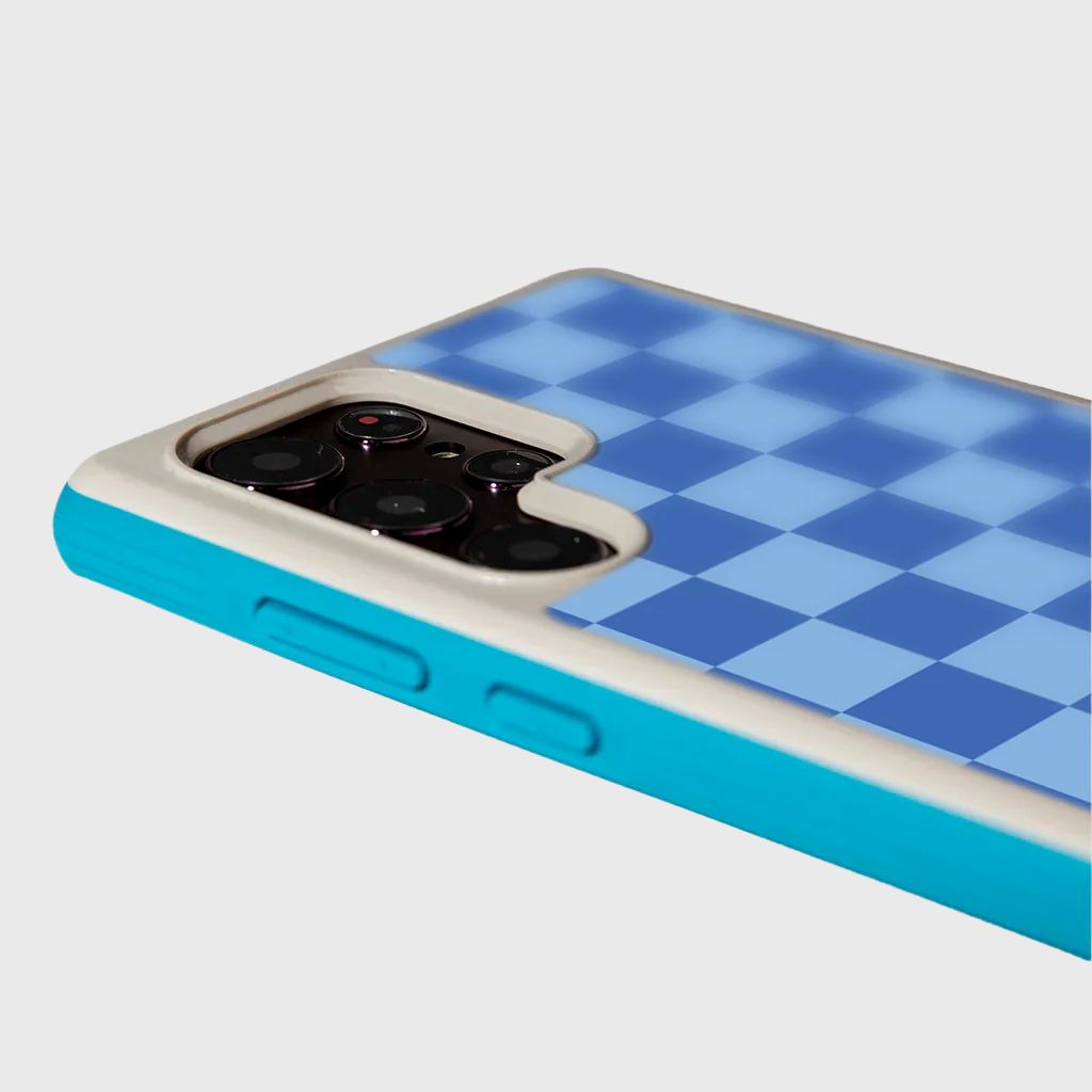 Blue Checkerboard Print Samsung S22 Ultra Case